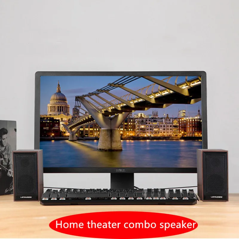 Wooden Computer Speakers Natural Wood Enclosure Desktop Speaker USB Powered Surround Laptop Speaker Wood Multimedia Loudspeakers