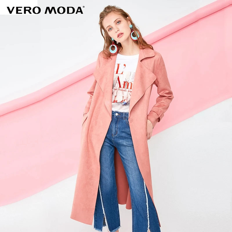 Vero Moda осеннее замшевое Прямое пальто средней длины в минималистическом стиле | 318309507