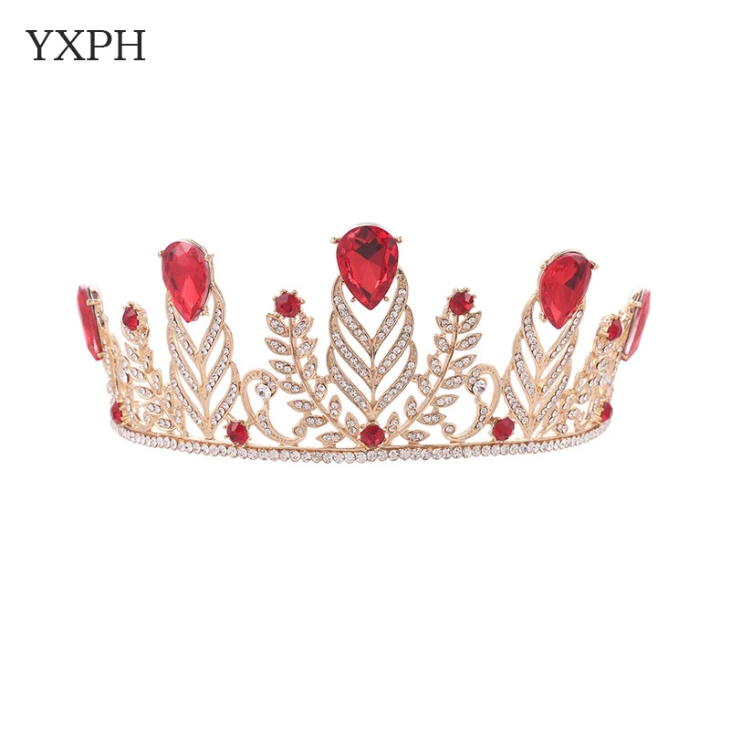 YXPH Fashion Magnificent Wheat Shape Clear Crystal Bridal Tiaras Flower Wedding Crown for Bride Pageant Hair Accessories | Украшения и