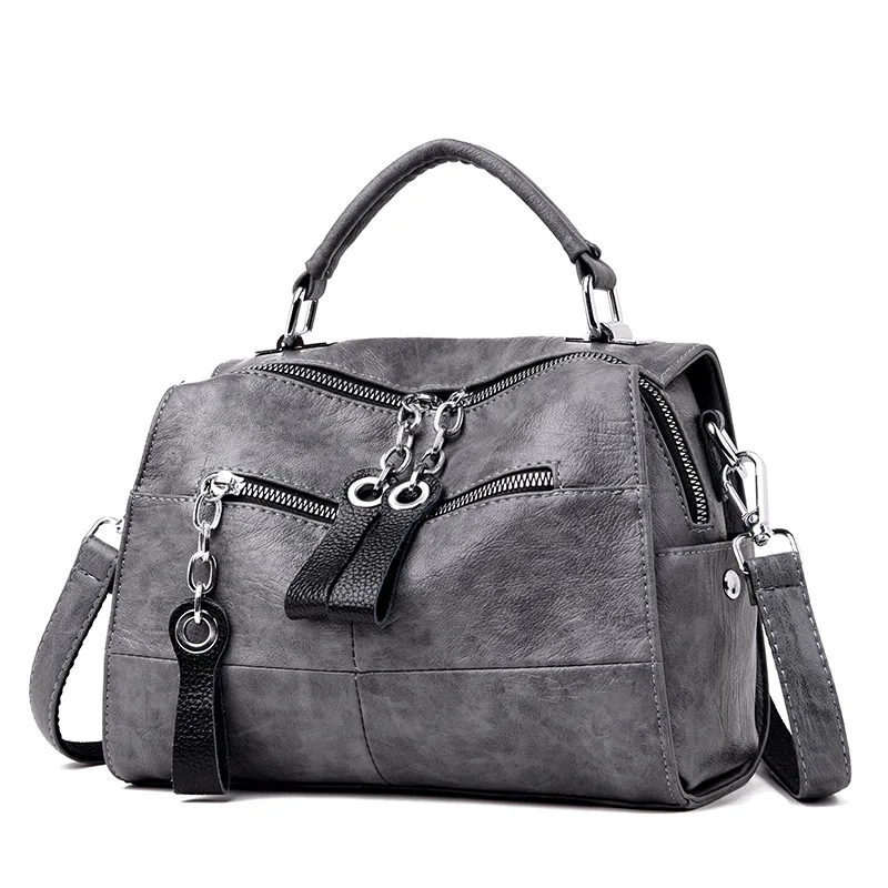 Роскошные мягкие кожаные сумки женские сумки дизайнерские женские маленькие сумки с клапаном Ретро сумка через плечо для женщин многофункциональная сумка - Цвет: Gray