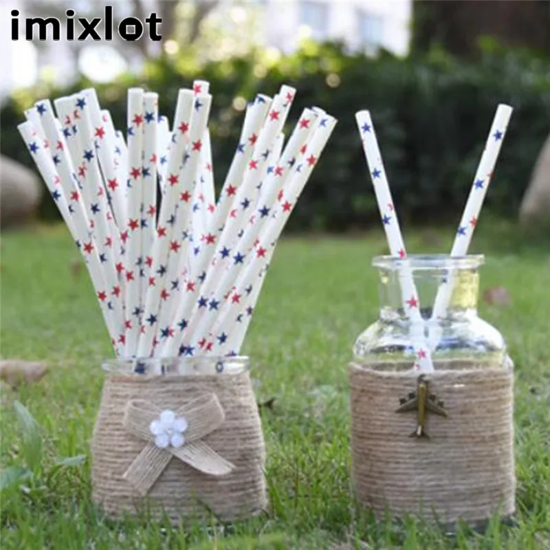 Imixlot 25Pcs Paper Straw Creative Colorful Disposable Juice Milk Drinking for Birthday Wedding Decorative Party Accessory | Дом и сад