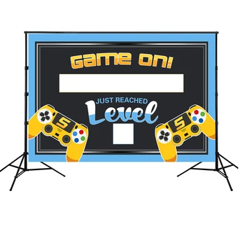 

HUAYI Retro Video Game Controller Backdrop Battle Gamer Game On Photo Background Boy Birthday Party Baby Shower Decor w-2092