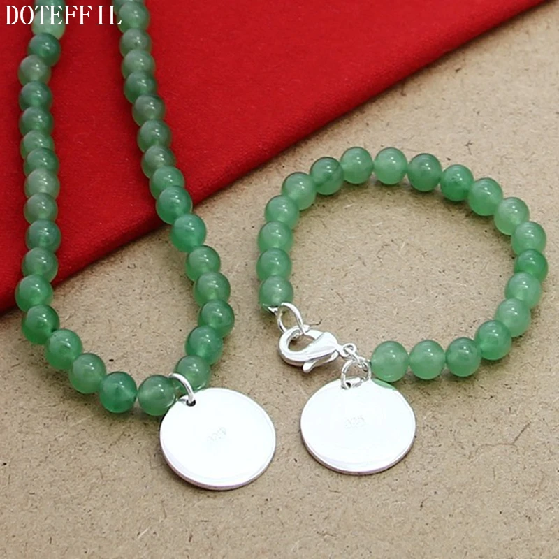 Цепочка из серебра 925 пробы с круглым кулоном и браслетом 8 мм|necklace bracelet jewelry set|jewelry