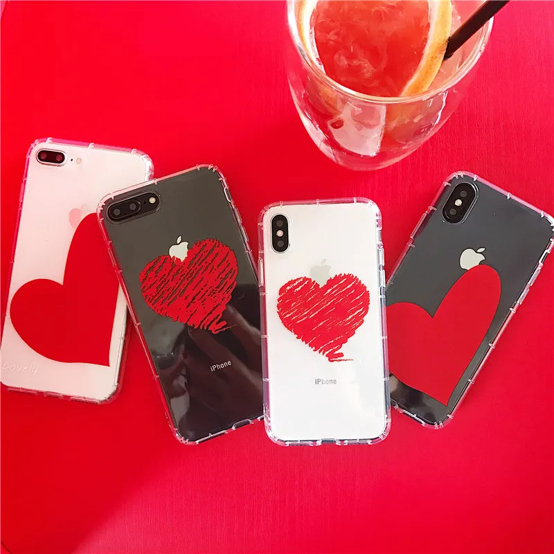 

Matcheasy Love Heart Pattern Phone Cover for Iphon 6S Clear Case Soft Rubber Anti-knock Coque for Iphone 6 6S 7 8 Plus X Case