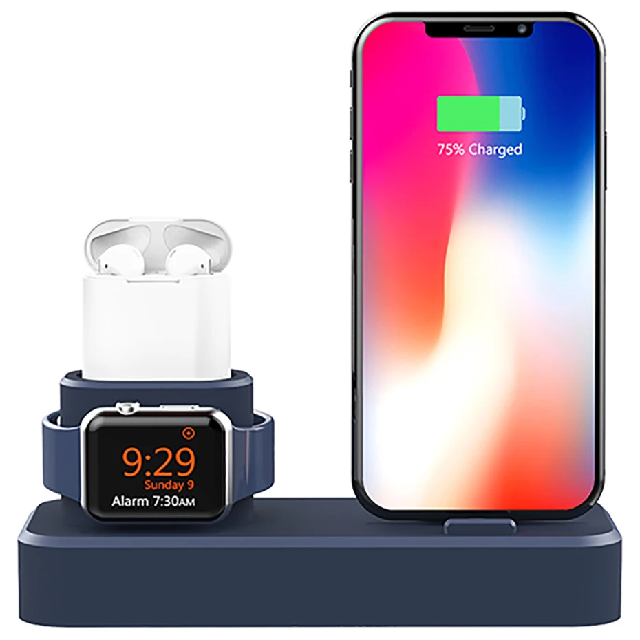 Silicone Charge Stand For Iphone X Iphone 8 Iphone 7 Desk Night Stand Dock Station For Apple Watch All Series Airpods Holder (4)