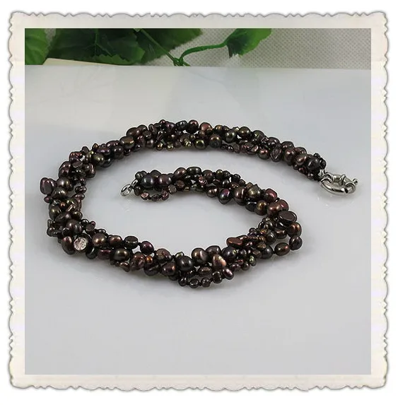 

Unique Pearls jewellery Store,4rows Coffee Color Baroque Freshwater Pearl Necklace,Charming Women Gift Wedding Birthday Jewelry