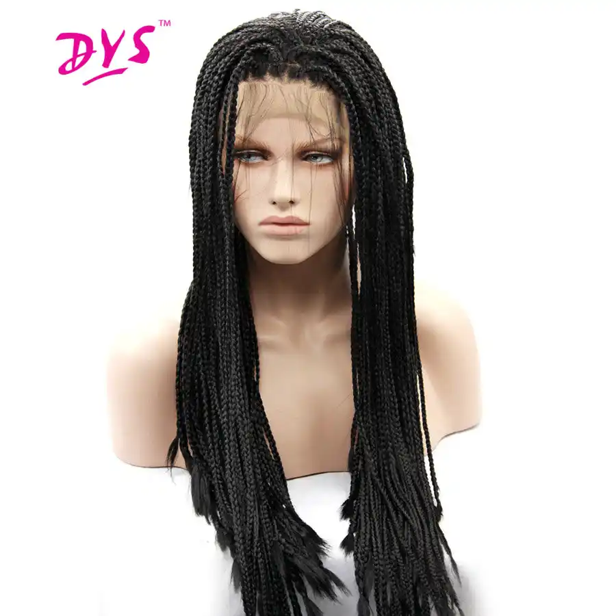 Deyngs 18 28 Long Braid Straight Lace Front Wigs Natural