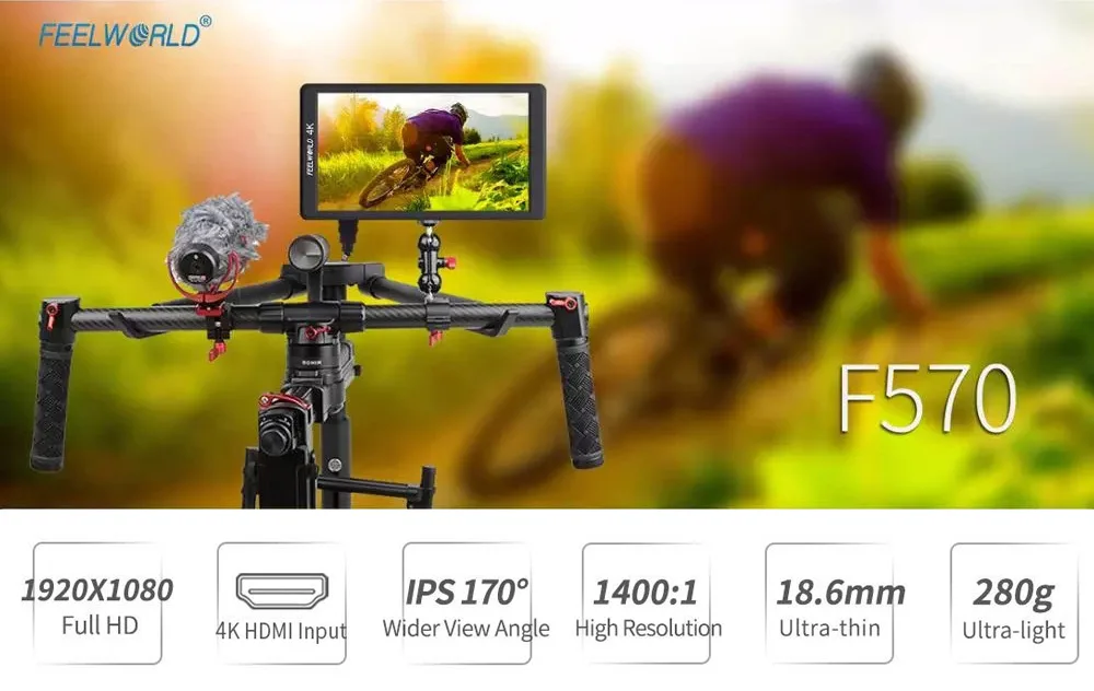 Feelworld F570 5,7 дюймовый монитор видеокамеры Full HD 1920x1080 портативный lcd hdmi 4 K дисплей для sony Canon Nikon стабилизатор цифровой камеры