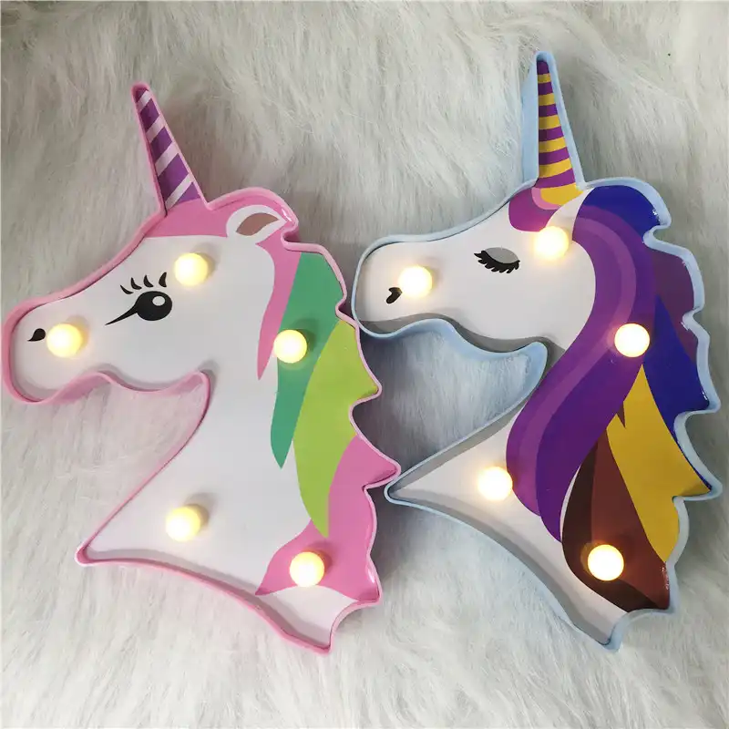 precio de fabrica de luz de noche de lampara led unicornio cabeza chico noche luz 3d pintado lampara para regalo de navidad decoracion de mesa de