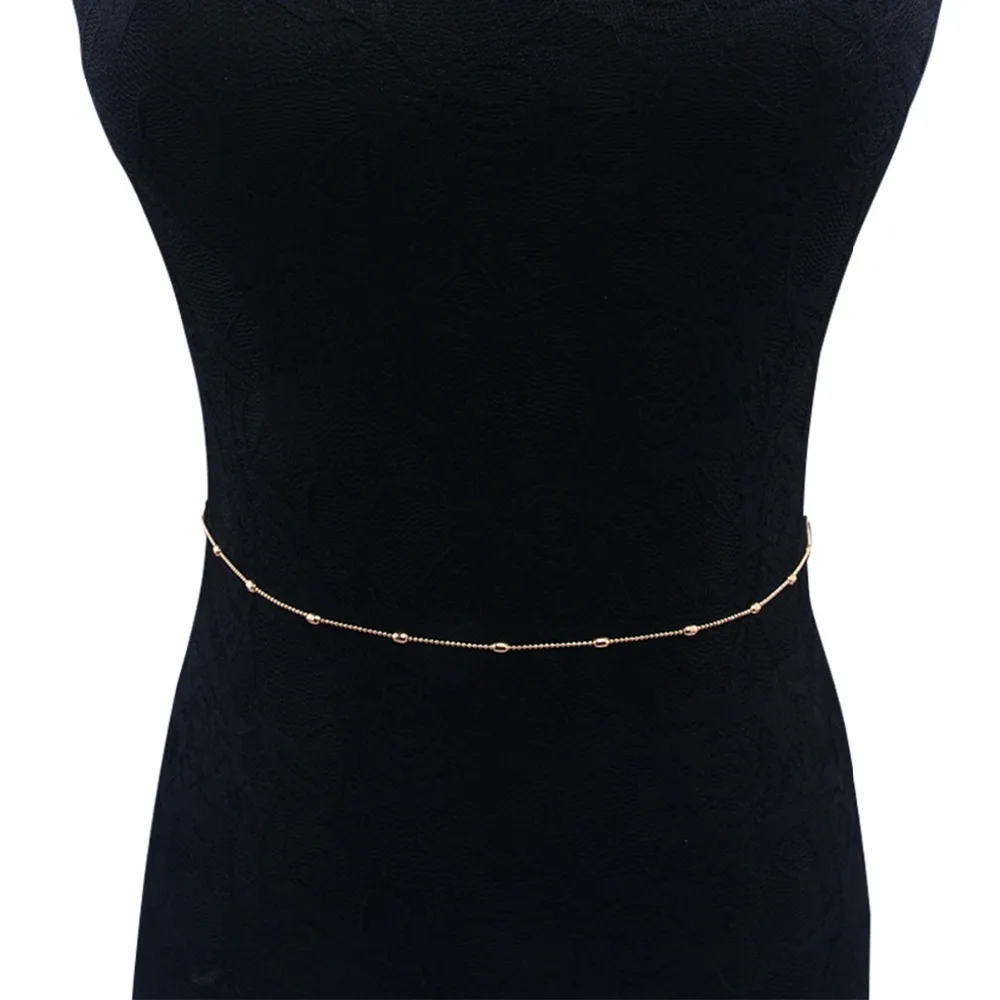

Fashion Sexy Simple Golden Color Waist chain Charm Night Club Party Rice Grains Beads Body Chain Statement Women's Jewelry