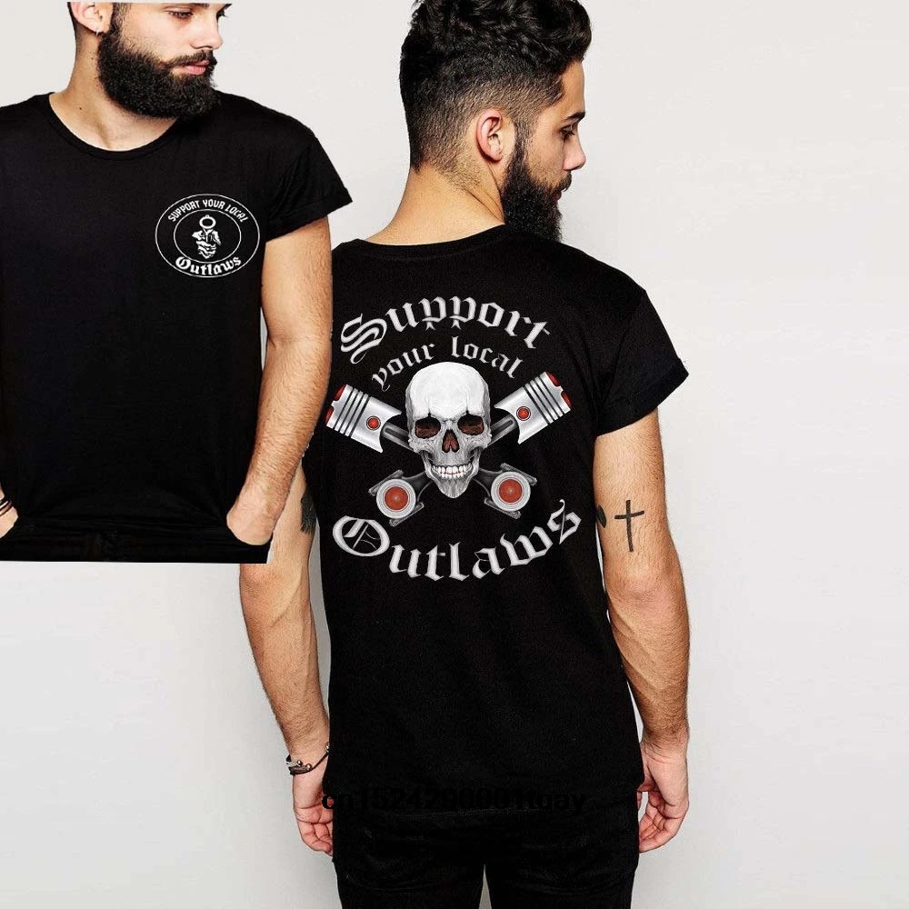 

Support Your Local Outlaws Casual Street Wear Short Sleeve O-Neck T-Shirt for Men