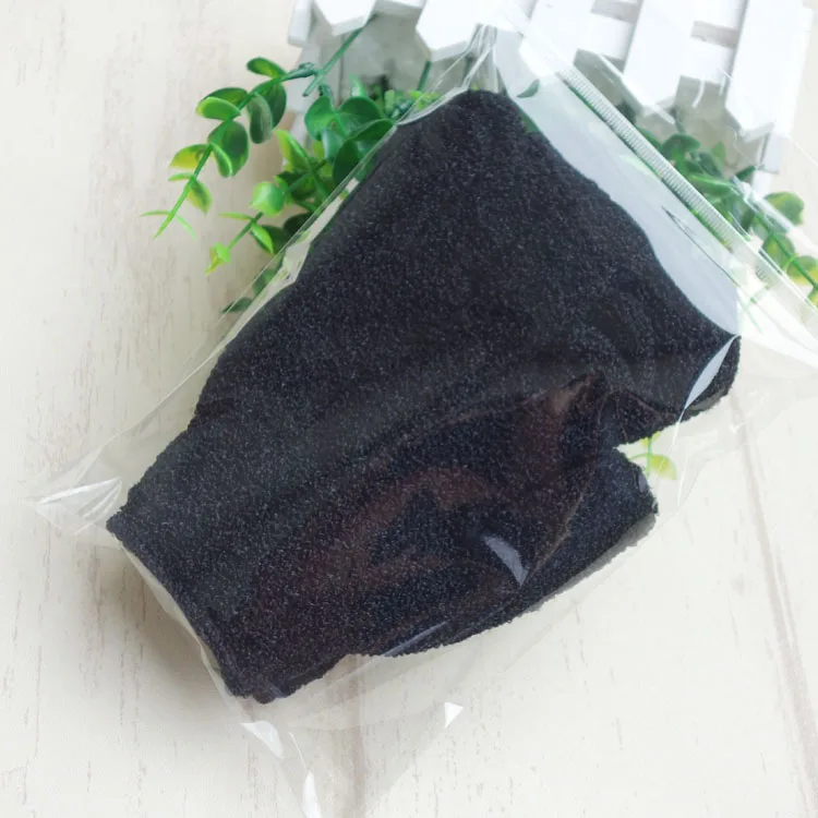 Цветная черная Рукавичка для пилинга, пять пальцев, отшелушивающая смывка загара, банные рукавички из мягкого волокна, массажная мочалка-рукавичка, очиститель