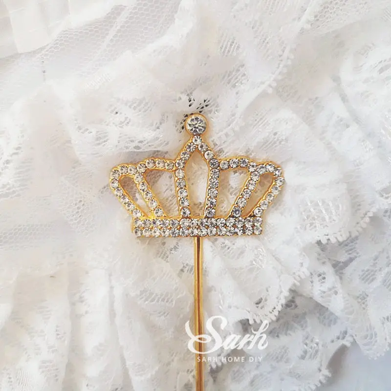 Bling King Queen Cake Topper Fairy Hand Writing Letter Decoration Happy Birthday for Valentine's Day Party Supplies Sweet Gifts - Цвет: 2pc diamond crown