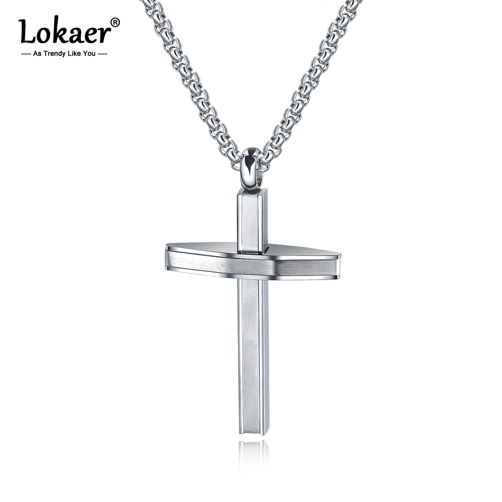 

Lokaer Fashion Men Religious Cross Necklace Jewelry Hiphop/Rock Stainless Steel Pendant Necklace Gifts For Boyfriend OGX1475
