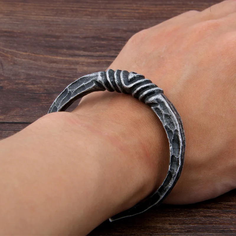 

Yage Iron Color Deep Gray Celtic Viking rune Bangle