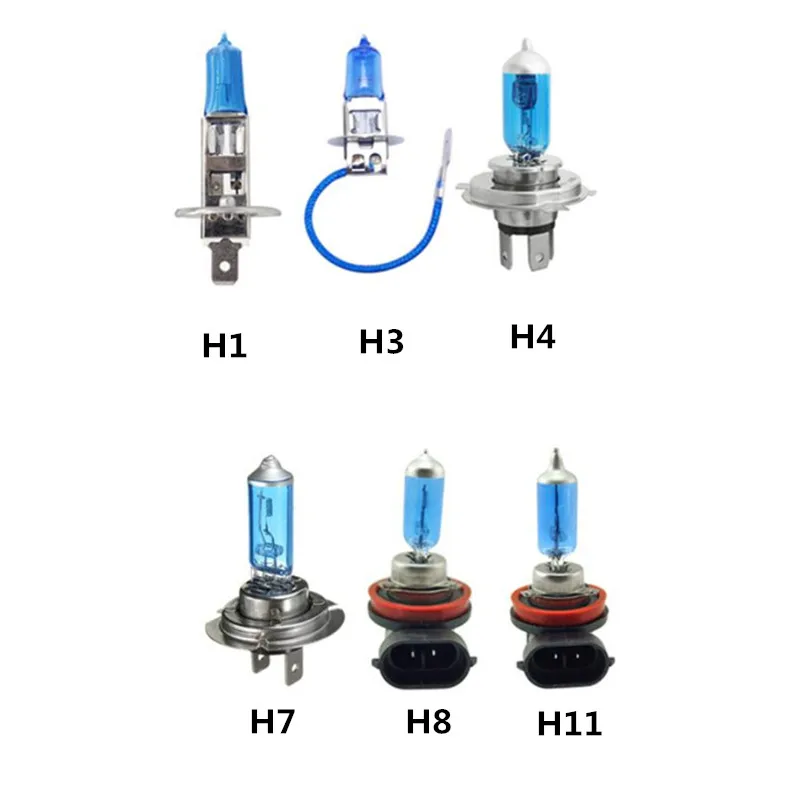 10 шт. автоматического включения света H1 фары супербелые галогеновые лампы h1 100w h3 h4 h7car лампы h8 9004 9005 12В 55 Вт лампочка для передних фар 9006