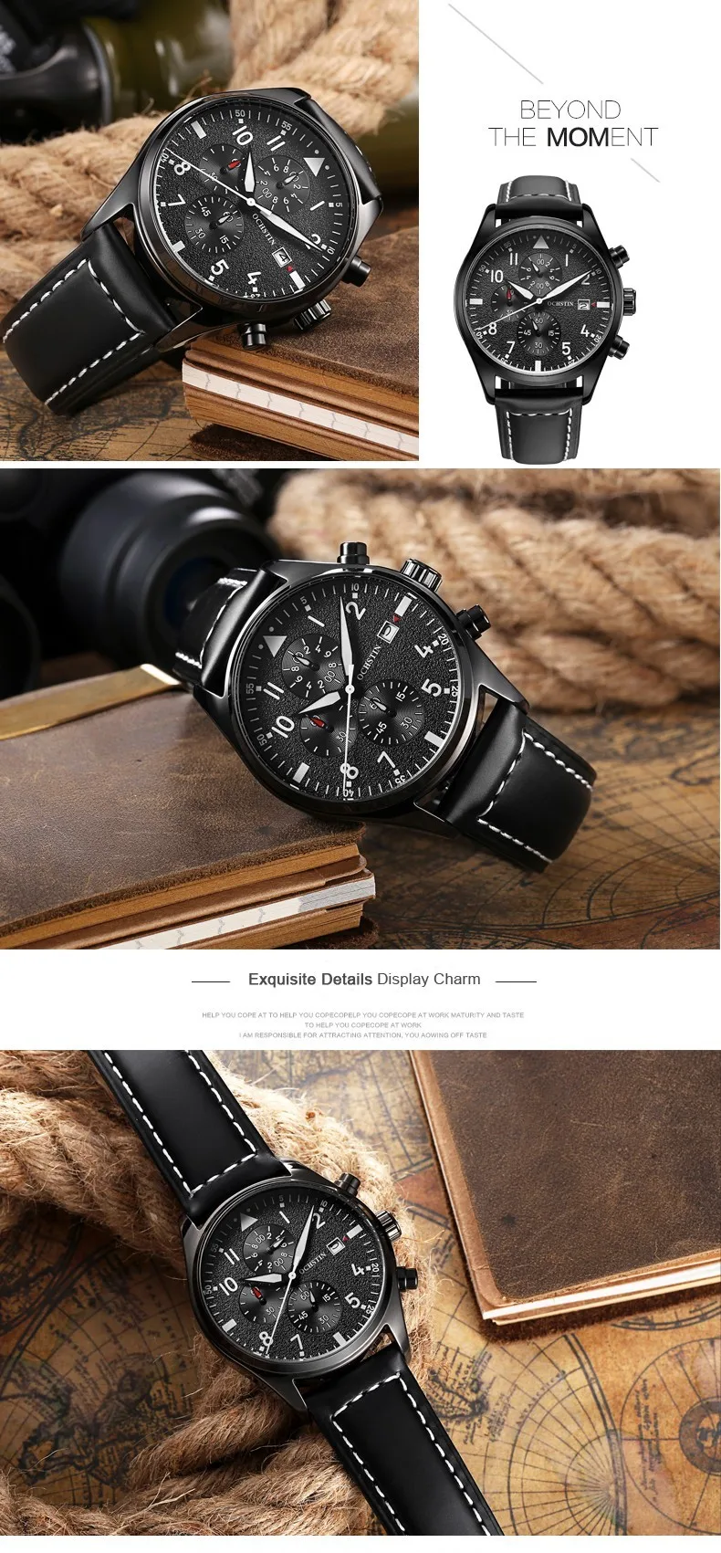 Zegarek męski na skórzanym czarnym pasku Ochstin Infinity Czarny 8 Zegarek męski na skórzanym czarnym pasku Ochstin Infinity Czarny 6