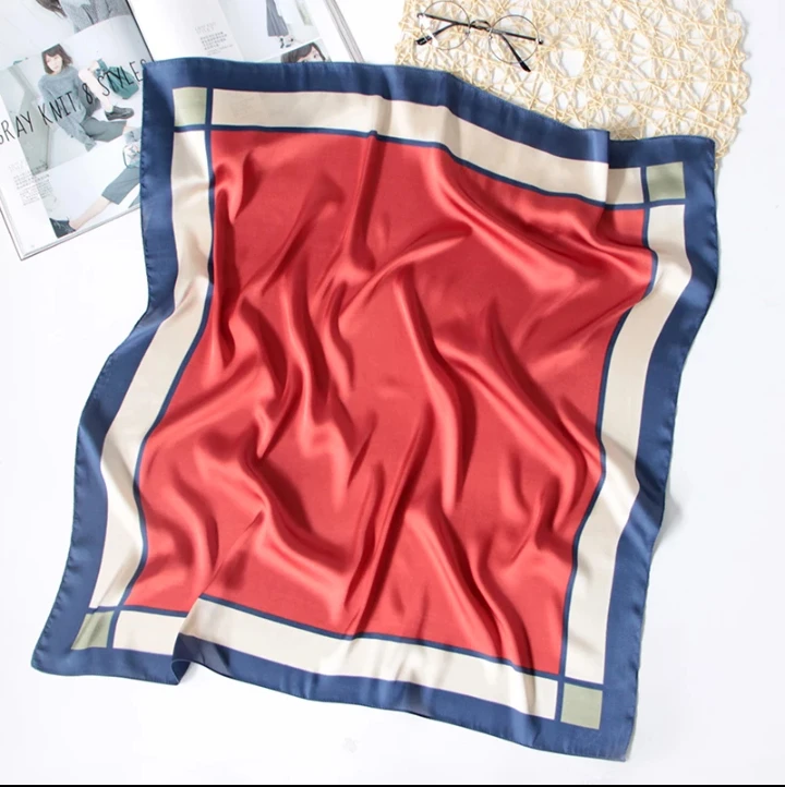 

[DIFANNI] 2017 new high quality plaid silk scarf women Soft decoration scarf Fashion Shawls and square Scarves 70*70cm