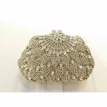 8309S silver Crystal Floral flower Wedding Bridal Party Night hollow Metal Evening purse clutch bag handbag case box