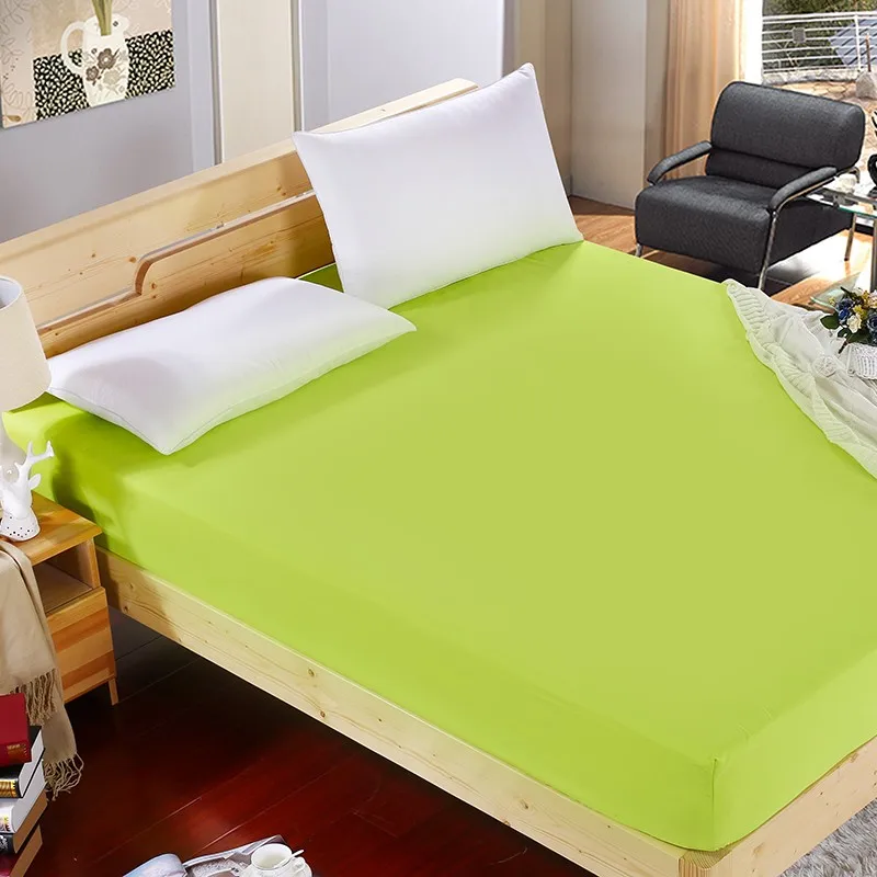 1pcs 100%Polyester Solid Fitted Sheet Mattress Cover Four Corners With Elastic Band Bed Sheet 12