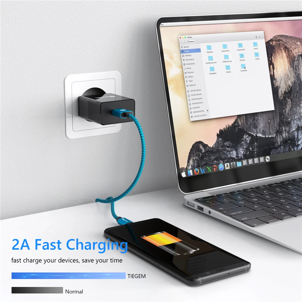 المصغّر USB كابل 2A 1 m سريع شحن النايلون USB مزامنة بيانات الهاتف المحمول الروبوت محول كابل الشاحن لسامسونج سوني HTC LG كابل