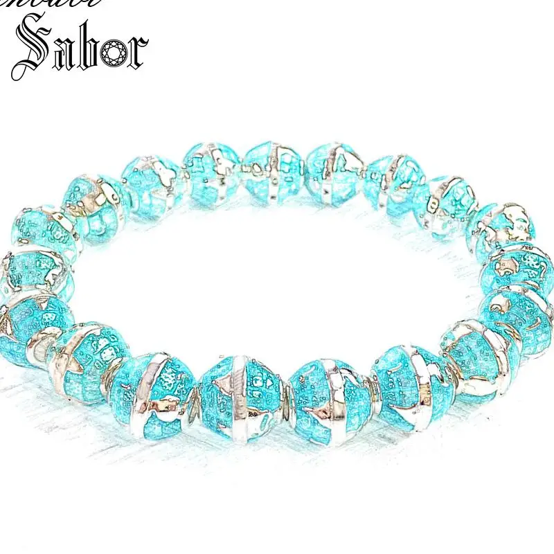 

female Strand Bracelet Blue Globe Beautiful World Bead Bracelet 2019 New Fashion Jewelry Silver Bracelet For Men Women jewellery