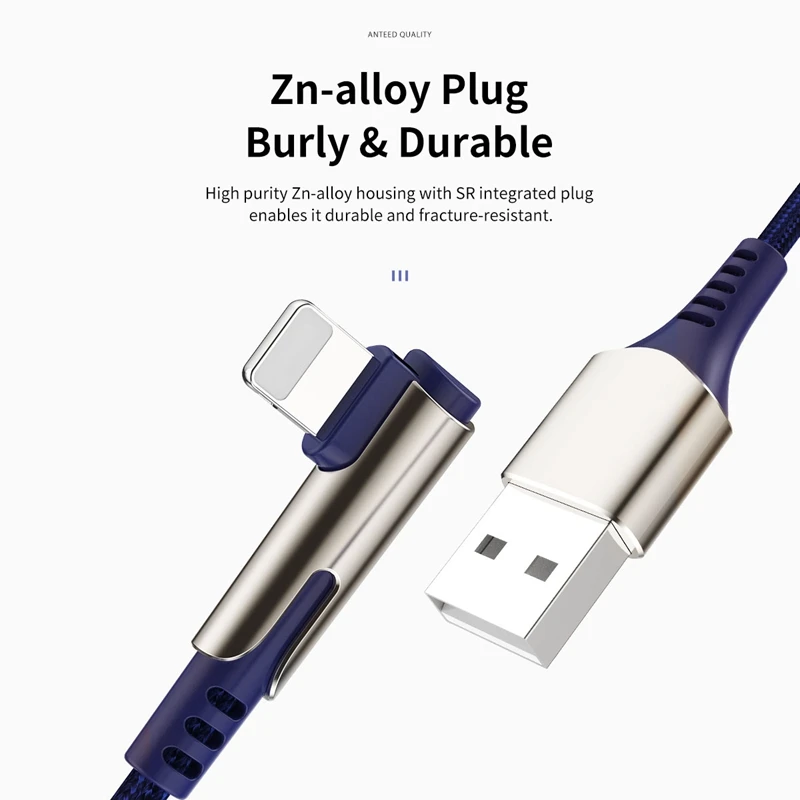 ROCK USB Kabel für iPhone 90 Degree Schnelle Lade Daten-synchronisierungs-kabel für iPhone XS MAX X