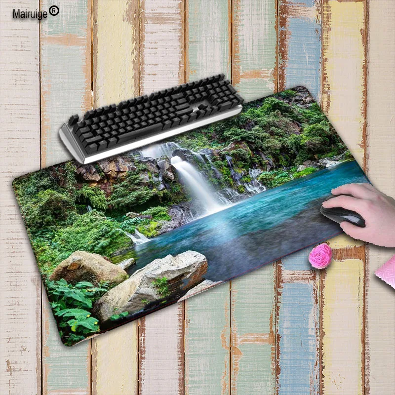 

Mairuige Waterfall Large Gaming Rubber Lock Edge Waterproof Mouse Mat Keyboard Pad Desk Mat For Laptop Computer Gamer Mousepad