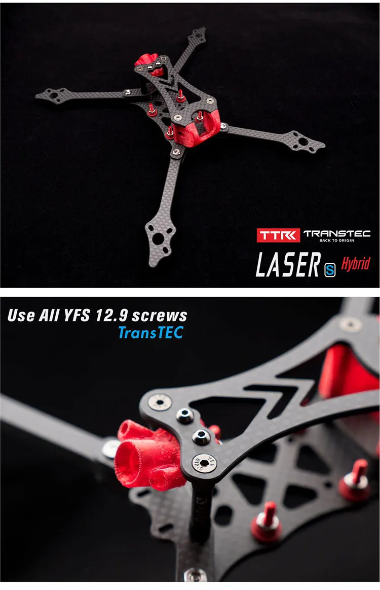 TRANSTEC LASER S 224 мм FPV Квадрокоптер Рама 6 мм Arm 7075 гладкая рамка из углеродного волокна с покрытием для DALRC 55A 4 в 1 esc 5 дюймов реквизит