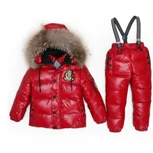 Детский Зимний лыжный костюм с меховым капюшоном для детей 2, 4, 6, 8 лет, куртка+ комбинезон, комплект одежды для маленьких мальчиков и девочек, верхняя одежда, одежда для мальчиков