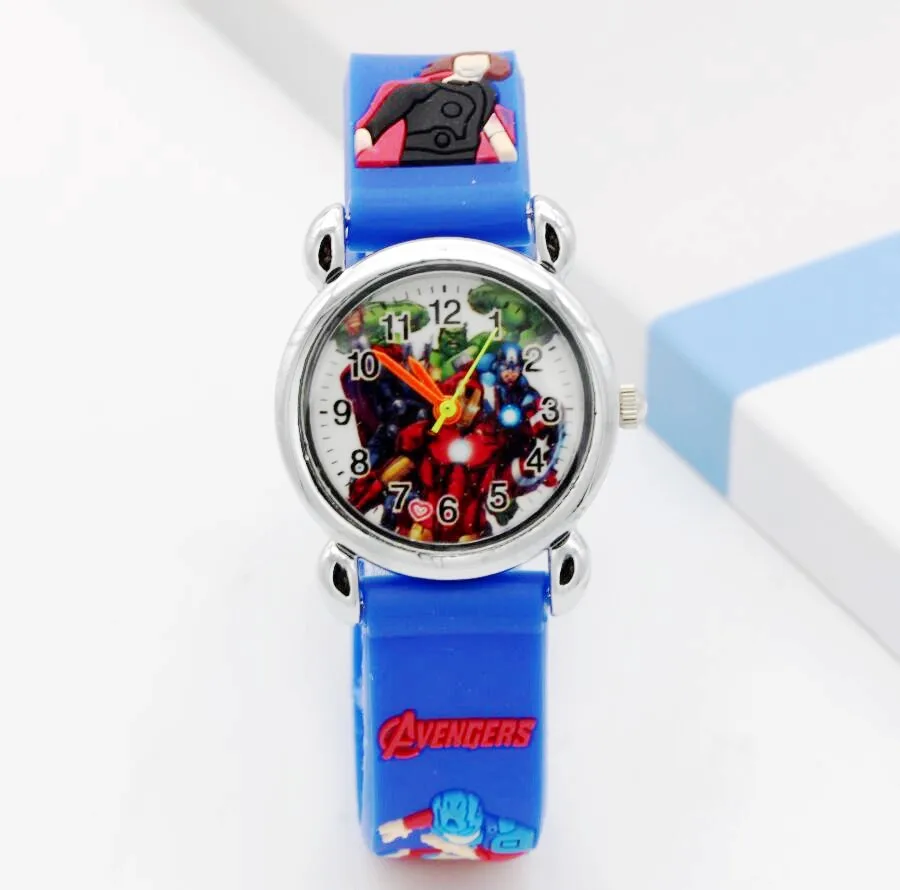 Капитан Америка детские часы Marvel супер герой Модные Простые светящиеся кожаные кварцевые наручные часы для мальчиков и девочек - Цвет: dark blue
