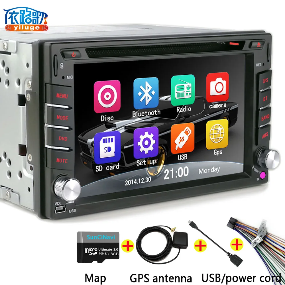  Car DVD New universal Car Radio Double 2 Din Car DVD Player GPS Navigation Stereo Head Unit video+Free Map subwoofer 