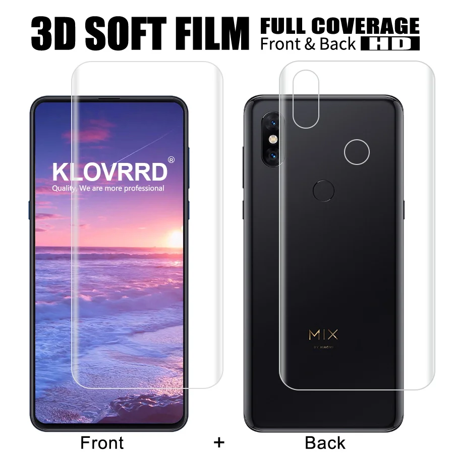 

Front + Back Soft Film For Xiaomi Mi Mix 3 Screen Full Cover Protector For Mix 2 2S Silicone Hydrogel Sticker