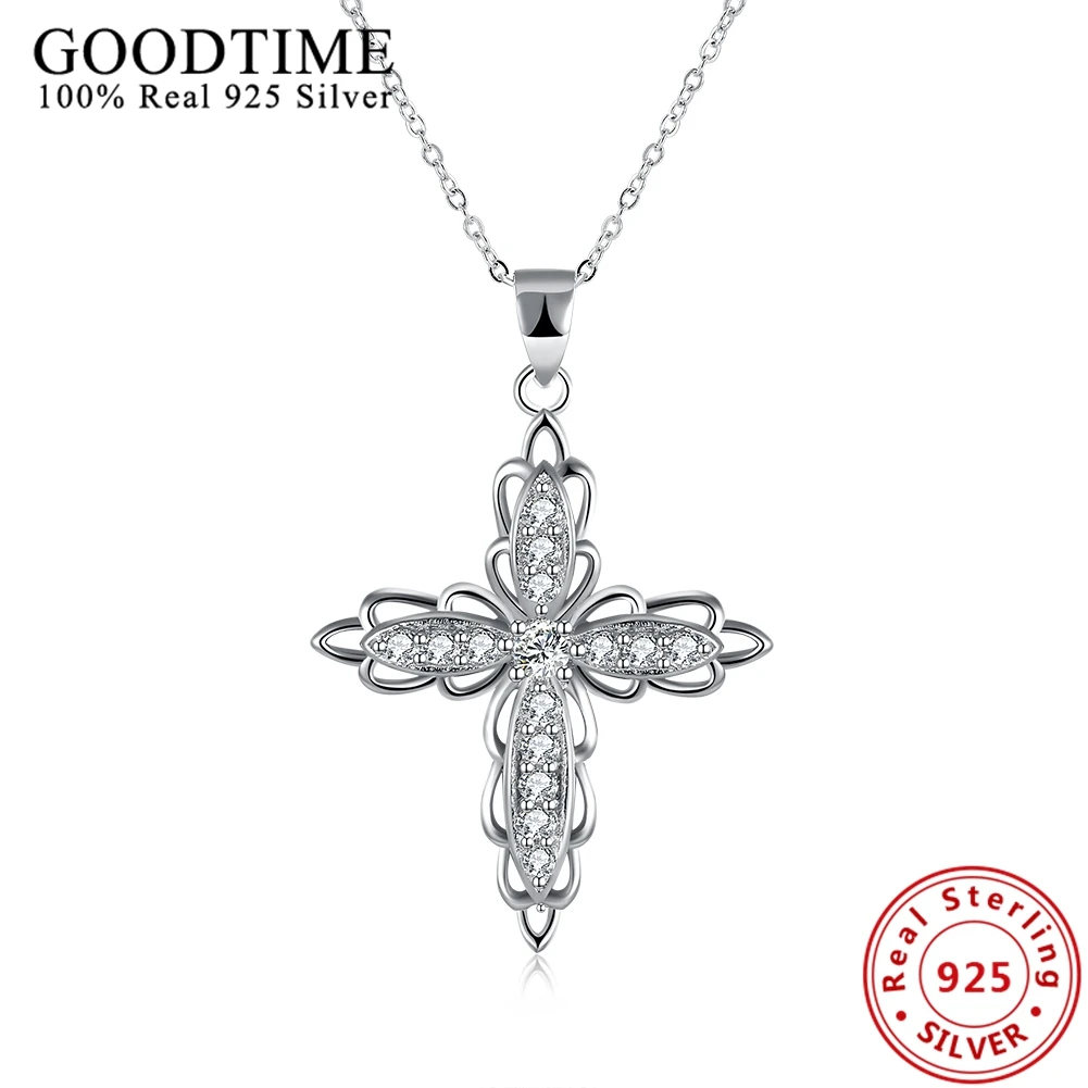 Unique Cross Pendant Necklaces Solid 925 Sterling Silver Jewelry Link