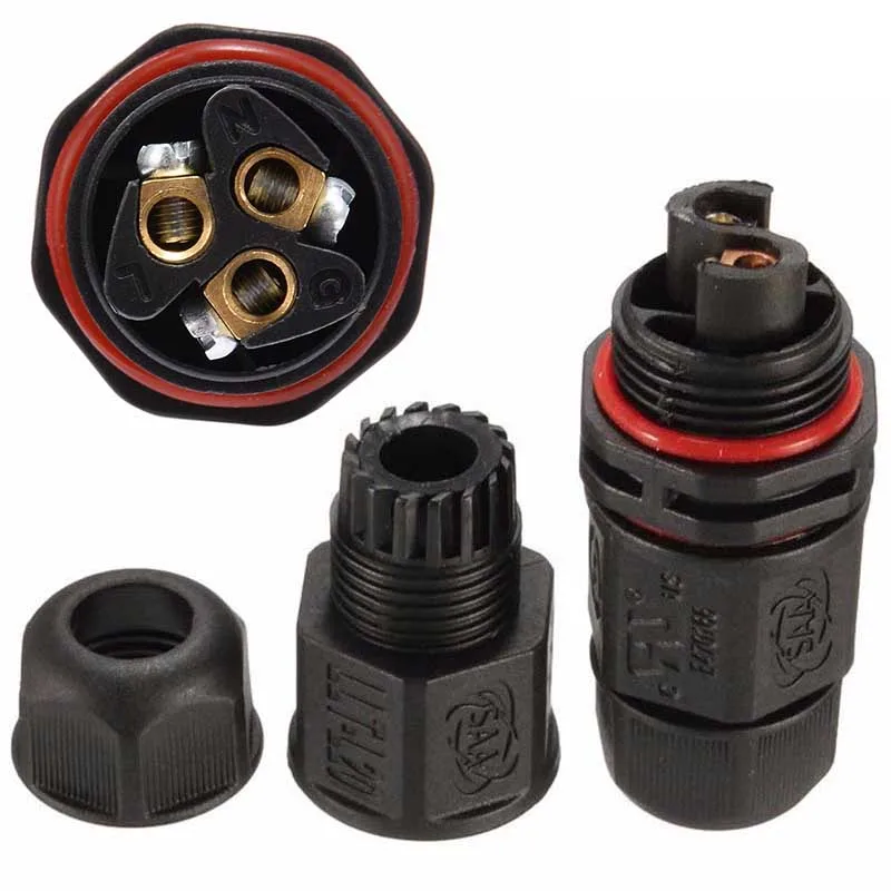 AC DC 10mm IP68 15A 2/3/4 Pin Waterproof Connector Adapter Screw Locking Cable Industrial Electrical Wire Connector Plug