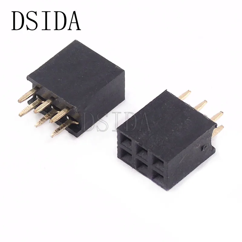 10PCS/Lot Female Pin Header Strip 3 Pitch 2.54 mm Double Row 2x3 2*3 PCB Connector | Обустройство дома