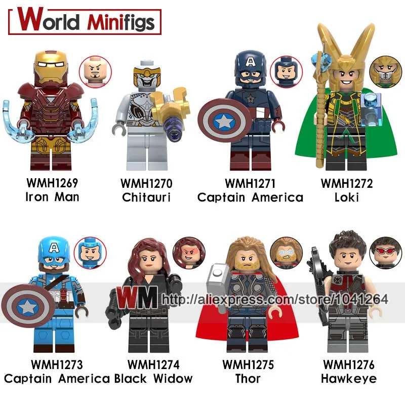 

Single Blocks Iron Man Chitauri Loki Captain America Thor Hawkeye Manvel Super Hero Building Blocks Children Toys Giifts