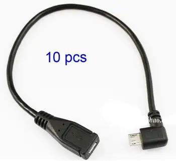 

Wholesale price 10pcs---25cm/10" right angle 90 degree micro usb 5pin male to female m/f extension data charge cable cord wire
