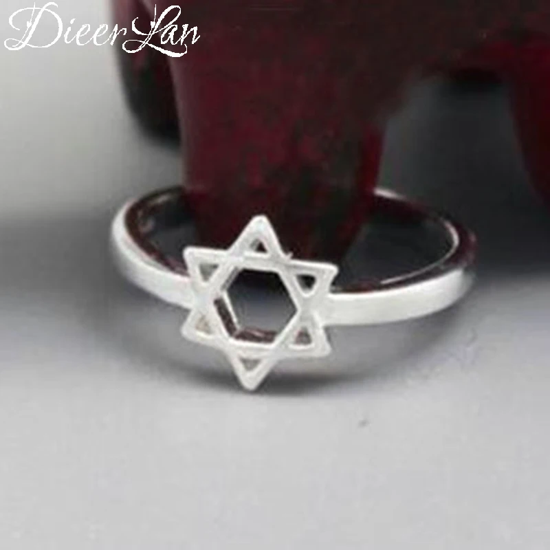 

DIEERLAN New Arrivals Real 925 Sterling Silver David Star Rings for Women Adjustable Size Ring Fashion sterling-silver-jewelry