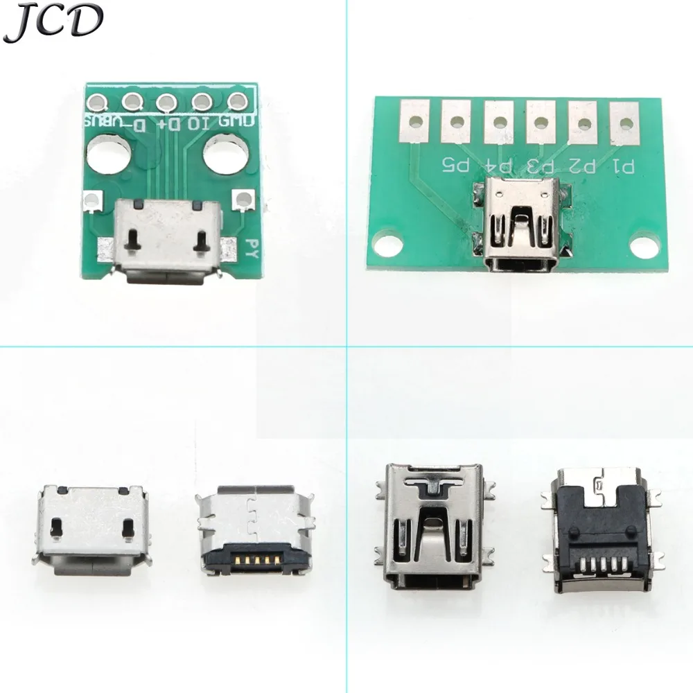 JCD 5 шт./лот мини/микро USB SMD DIP адаптер гнездовой разъем Модульная плата панель