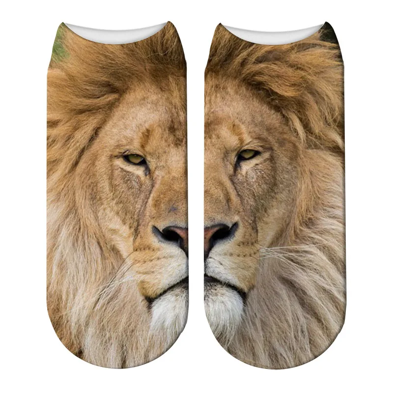 Забавные носки с принтом льва, короткие женские носки с животными, новые модные милые короткие носки для мужчин 5ZWS63