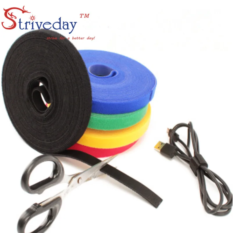

10 meters/roll magic tape nylon cable ties Width 1.5cm cable wire ties Earphone Winder velcroe tie 6 colors choose from