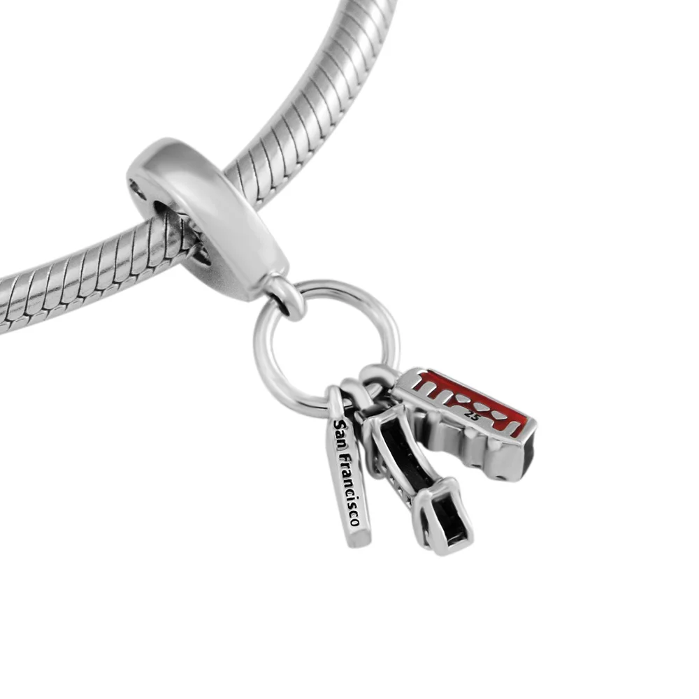 

Fits Pandora Bracelet Real 925 Sterling Silver Bead San Francisco Highlights Charm Beads for Jewelry Making kralen pulseras