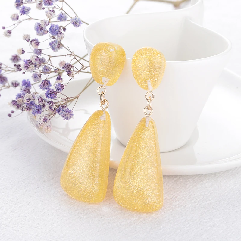 

Fashion Resin Earrings Bohemian Long Earrings For Women Pendant Drops Triangle Round Prismatic Dinner Party Catwalk Earrings