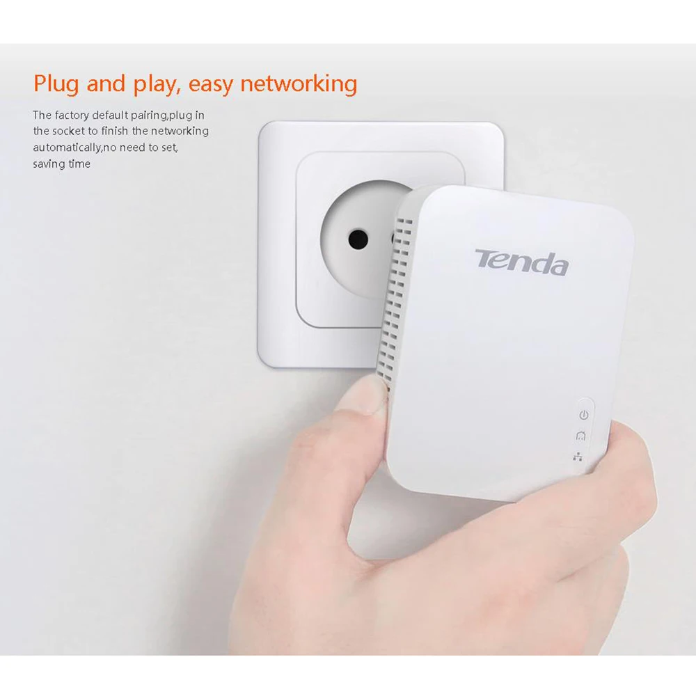 1 упаковка Tenda P3 AV1000 Gigabit Powerline адаптер до 1000 Мбит/с PH3 Ethernet PLC Homeplug для беспроводной