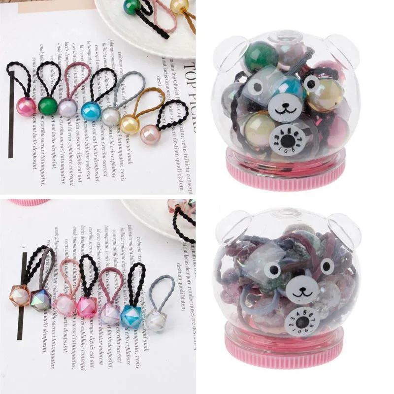 

20pcs/Box Cute Bunny Star Princess Headwear Elastic Hair Bands Girls Sparking Mini Headdress Tie Gum Ropes Hair Accessories