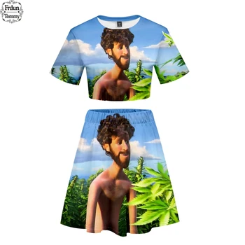 

New LIL DICKY Earth 3D Printed Women Two Piece Sets Short Sleeve Crop Tops+Skirt Sale Fashion Casual Streetwear Clothes