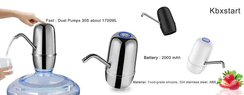 Kbxstart двухмоторный электрический насос-диспенсер для воды USB зарядка с сенсорным экраном 0.8L фиксированное количество воды для 5L 10L 15L бутылки для напитков