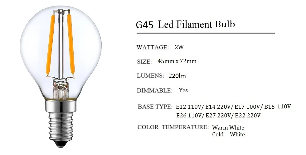 Светодиодный светильник в стиле ретро с регулируемой яркостью E14 E27 G45 A60, круглая лампа 1 Вт 2 Вт 4 Вт 8 Вт 10 Вт, винтажная ампульная лампа Эдисона 220 В, светильник для помещений