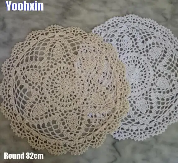 

HOT Lace Round cotton crochet table place mat cloth placemat Cup mug coffee coaster drink doily Wedding dining tea pad kitchen